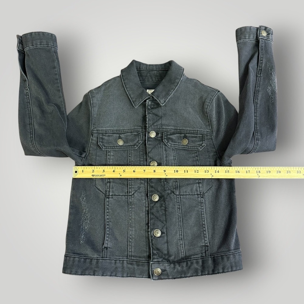 Zadig & Voltaire Y2K Kioky Grunge Black Denim Jacket Rhinestone Eagle XS - Picture 9 of 11
